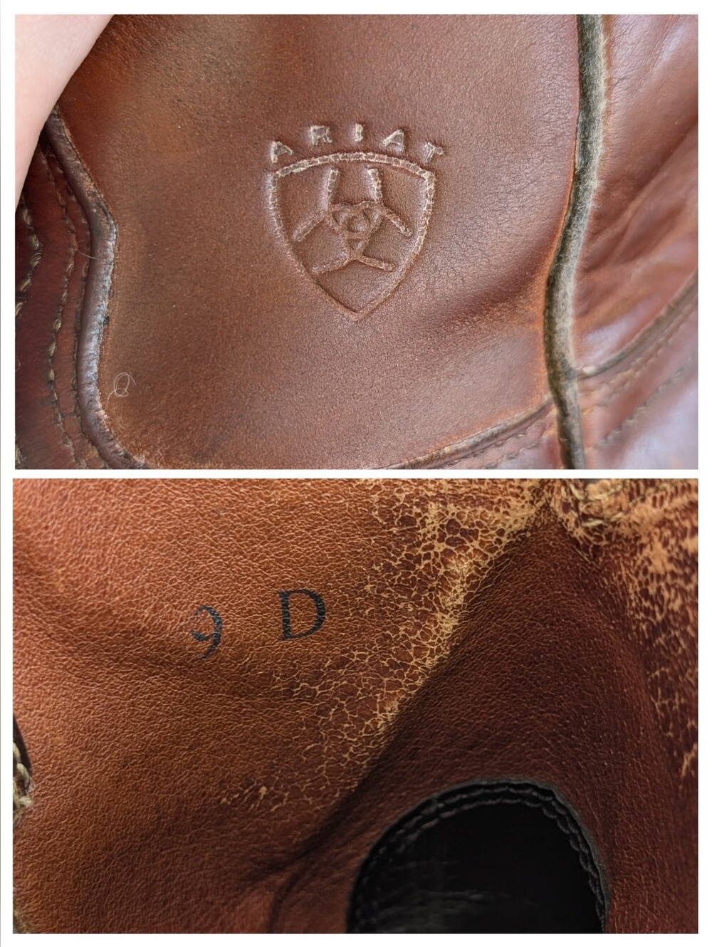 Ariat | Brown Leather Cowboy Boots, Mens Size  9 D (FLAWS) - Picture 10 of 16